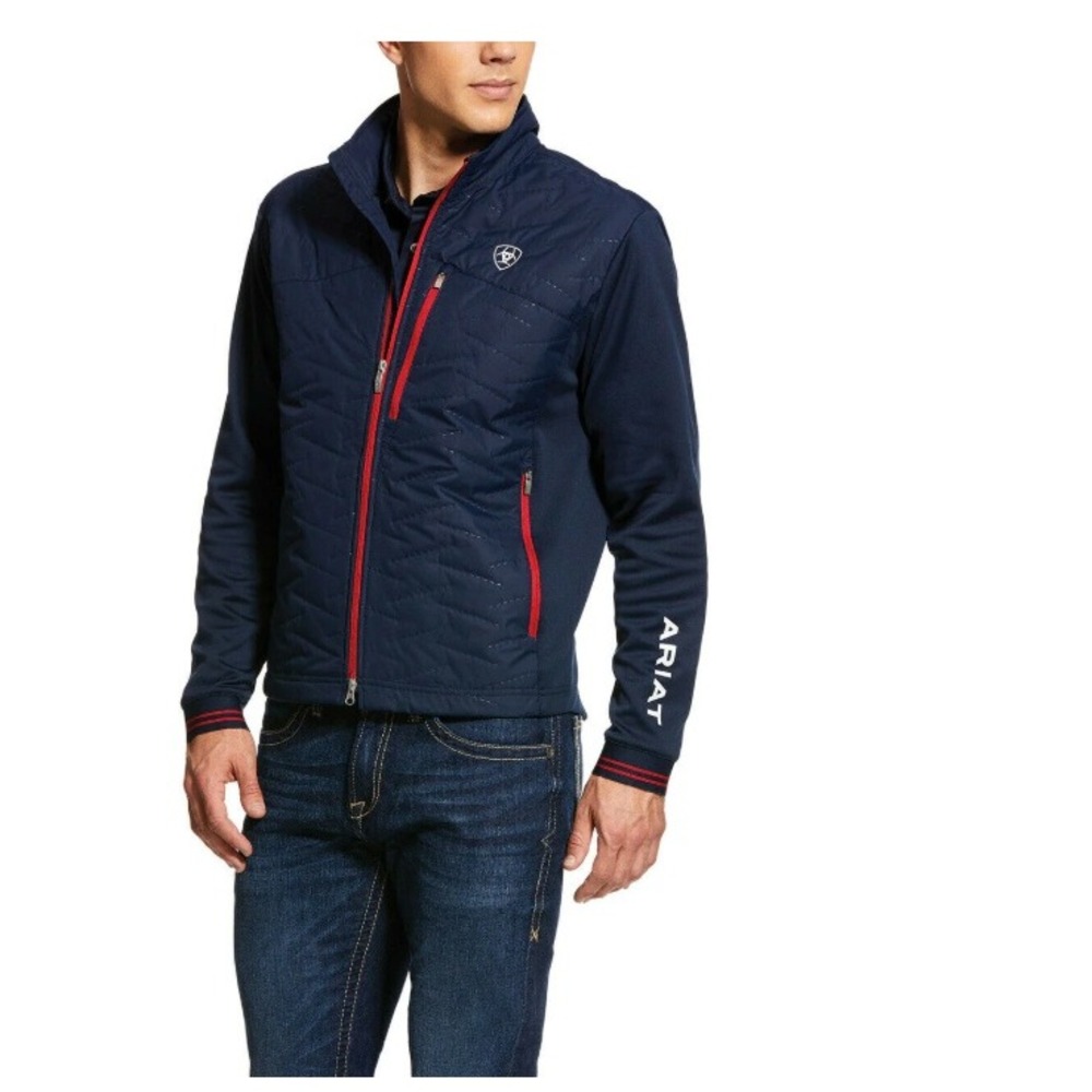 Ariat Tek Mens Team Navy Blue Quilted Full Zip Hybrid Jacket Performance XL